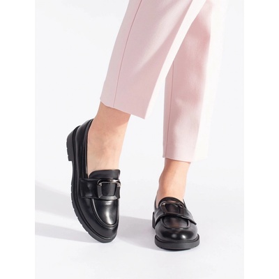 Goodin Módní černé mokasíny dámské bez podpatku