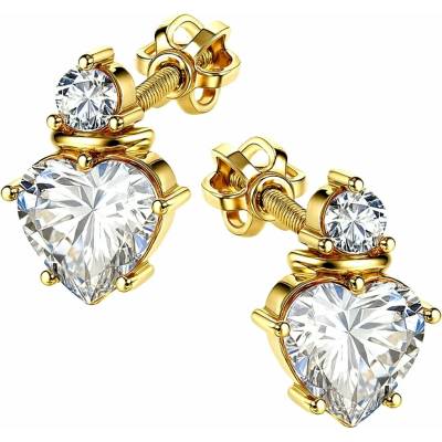 Zlaton Náušnice pecky žluté zlato srdce se zirkony 1.1cm 3.3g 000842606255