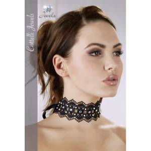  Елегантен бродиран чокър с камъни - Embroidered Choker (COTEL06663)