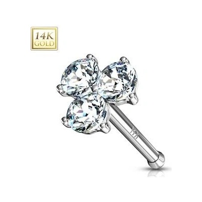 Šperky4U zlatý piercing do nosu čiré zirkony ZL01188C-WG