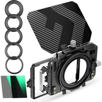 K&F Concept Nano-Xcel matte box – kit with ND4 and ND32 filters 4 × 5.65", 5 adapter rings and 2 frames