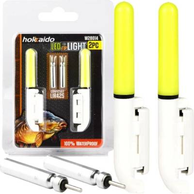 Hokkaido W28014 – sada 2 LED signalizátorů záběru na špičku prutu, zelené + baterie CR425