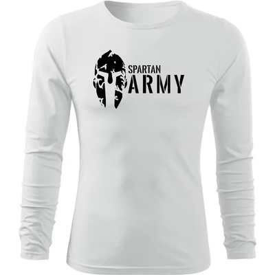 DRAGOWA FIT-T Тениска с дълъг ръкав Spartan Army, бяла, 160 г/м2 (3527)