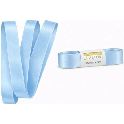 Stuha saténová světle modrá - skládaná 15mm x 3m (6,-Kč/m) – Zboží Dáma