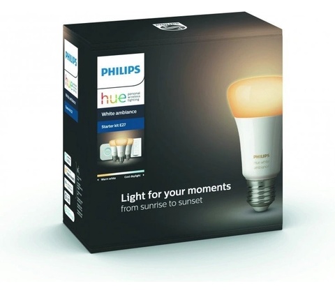 Philips Chytrá žárovka Hue Bluetooth LED White Ambiance základní sada LED žárovka 3xE27 A19 9.5W 806lm 2200K-6500K + bri