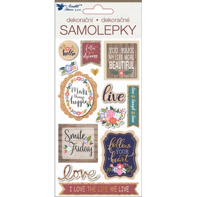 ANDĚL Samolepky 3D s ražbou motivační texty 17 x 9,5cm
