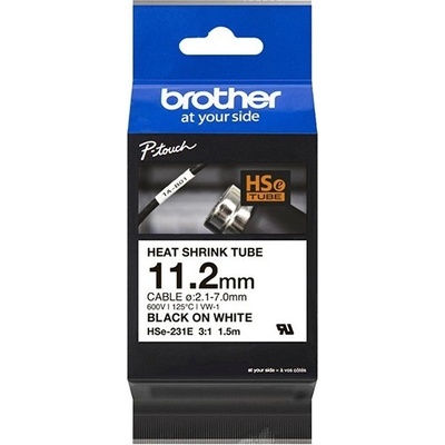 Brother originál páska do tlačiarne štítkov, Brother, HSE-231E, čierny tlač/biely podklad, 1.5m, 11.2mm HSE231E