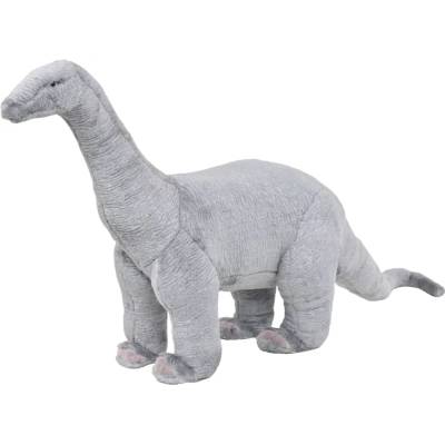 vidaXL Плюшен детски динозавър брахиозавър за яздене сив xxl (91345)