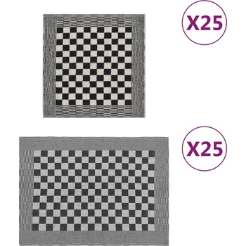 Image 1 of vidaXL Комплект кърпи от 50 части, черен и бял, памук (136293)