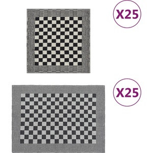 vidaXL Комплект кърпи от 50 части, черен и бял, памук (136293)