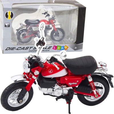 Leantoys Retro klasický motocykl z kovu červený měřítko 1:12