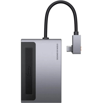 Baseus USB-C Magic Series 6-in-1 Hub (CAHUB-DA0G) - мултифункционален хъб за свързване на допълнителна периферия за устройства с USB-C (тъмносив)