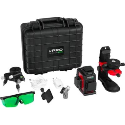 PRO Комплект лазерен нивелир със статив и аксесоари pro lk-360.3dg + tr-650f/ 30 м (pro-l1128)