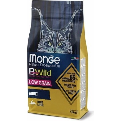 MONGE BWild Cat Low Grain Adult s králikom a so znížením obsahom obilnín 1,5 kg