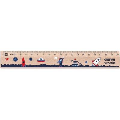 Metrie Didakt-M02 Dřevěné pravítko s potiskem Objevuj Vesmir 20 cm