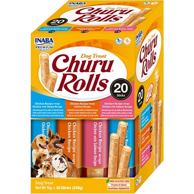 Churu INABA FOODS Co. Ltd. Dog BOX Rolls Chicken wraps Variety 20 x 12 g