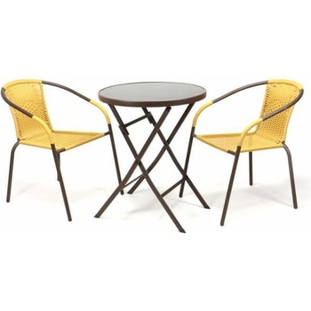 Greatstore Záhradný set BISTRO 2 stoličky + stolík – béžový polyratan