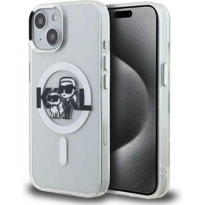 KARL LAGERFELD IML Брокат Карл и Шупет Скица MagSafe Заден Капак за iPhone 15 Прозрачен Karl Lagerfeld | Byal | ЖЕНИ | UNI