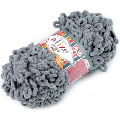 Pletací příze Alize Puffy Fine 100 g Varianta: 14 (343) šedá, Balení: 1 ks 49961/121974/238727