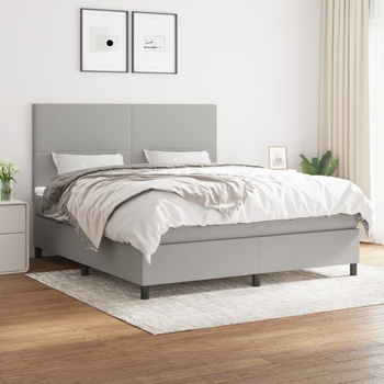 vidaXL Боксспринг легло с матрак, светлосиво, 180x200 см, плат (3141633)