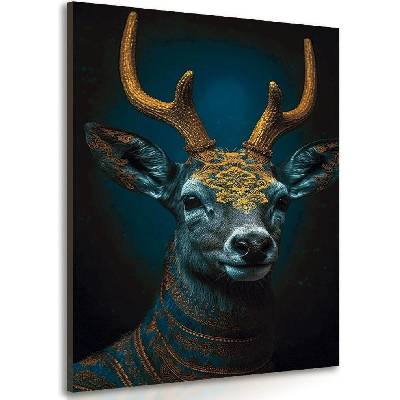 Obraz modro-zlatý jelen - 60x90