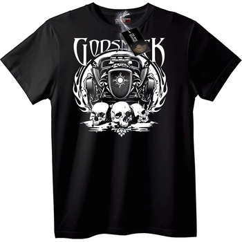 NOONEBRAND Тениска GODSPEED Кола и Черепи - M, Black