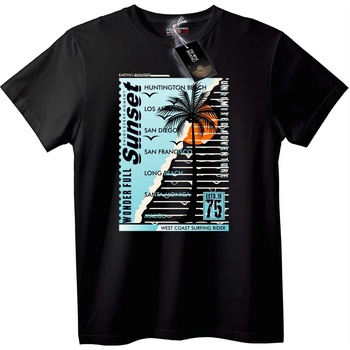 NOONEBRAND Тениска Залез на Западното Крайбрежие - 2XL, Black
