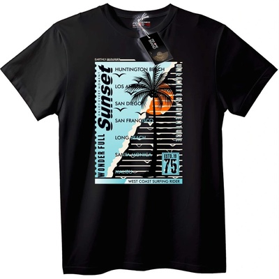 NOONEBRAND Тениска Залез на Западното Крайбрежие - 2XL, Black