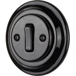 Reblig - Порцеланов ретро едноклавишен ключ с рамка за звънец, черен (RG0196)