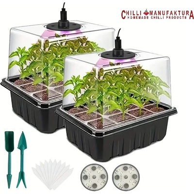 GROW BOX (2x12) s 2xLED, 2x 12-místný box + 30 semínek chilli