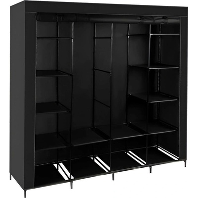 Šatní skříň dvojitá látková skládací 170x170cm Ruhhy 23740, černá – Sleviste.cz