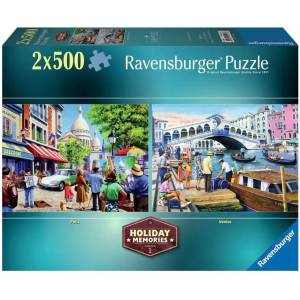Ravensburger - Puzzle 2x500 Holiday Memories No. 1 - Paris & Venice - 500 piese