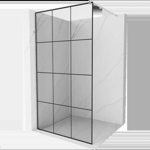 Mexen Kioto Душ стена Walk-in 100 x 200 см, черна решетка 8 мм, хром - 800-100-101-01-77 (800-100-101-01-77)