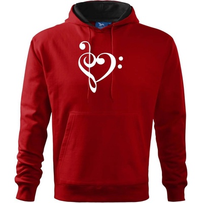 Houslový klíč srdce mikina s kapucí hooded sweater červená