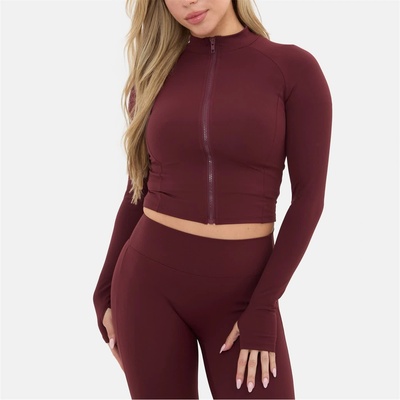 I Saw It First Горнище с цип I Saw It First Zip Thru Long Sleeve Top - Burgundy