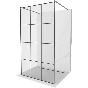 Mexen Kioto Свободностояща душ стена 120 x 200 см, черна решетка 8 мм, четкано сиво оръжейно - 800-120-002-66-77 (800-120-002-66-77)