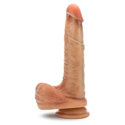 Blush Renaissance Davinci 8 Inch Sliding Foreskin Dildo with Squeezable Balls Tan