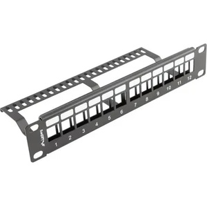 Lanberg Пач панел, Lanberg patch panel blank 12 port 1U with organizer for keystone modules black (PPKS-9112-B) - megamag