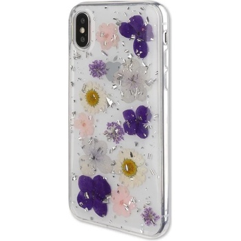 Image 1 of 4smarts Силиконов Калъф с Цветя за iPhone XS/X, 4Smarts Glamour Bouquet Case, Сребро/Лилав (4S465940)