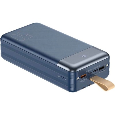 REMAX Hunergy Power Bank 50000mAh - мощна външна батерия 50000 mAh с 2xUSB, USB-C и microUSB изходи и вградени кабели за мобилни устройства (черен)