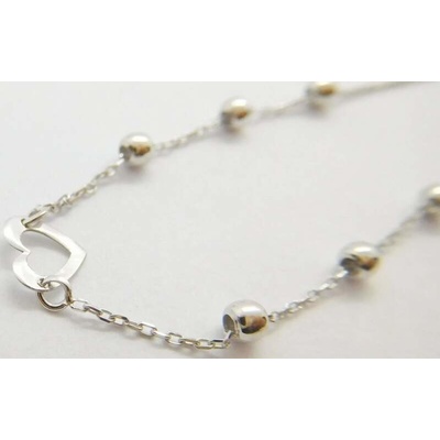 Klenoty Budín dámský náramek se srdíčky a kuličkami z bílého zlata JMG0183WSB15