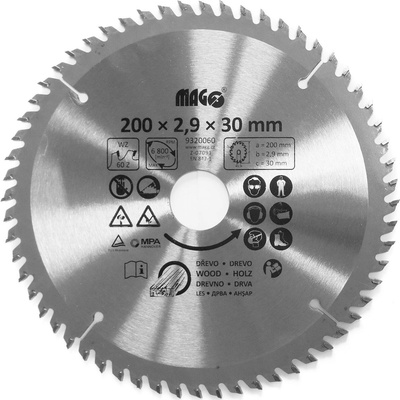 MAGG pilový kot. 200x2,9x30 / 60 zubů střídavě šikmé