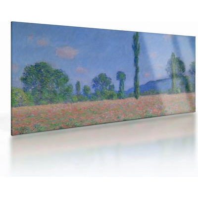 Sklenený obraz - Claude Monet, Poppy Field (Giverny), reprodukcia, jednodielne 100x50 cm na skle