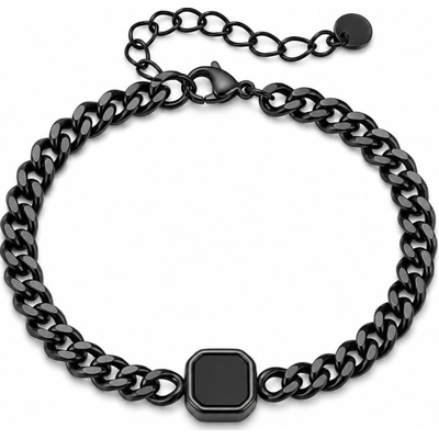 Daniel Dawson Pánský náramek Fabiano Black černý onyx, chirurgická ocel NR2387-BR-2662 Černá