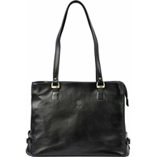 Veľká čierna kožená kabelka Florence 14 Shopperbag so zlatým kovaním