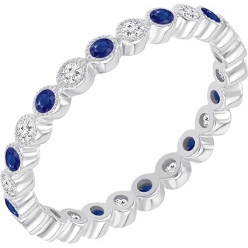 Eppi zlatý eternity prsten s diamanty a modrými safíry Catalin R37296