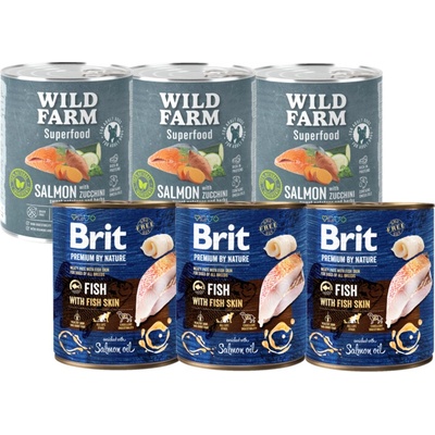 Brit Premium by Nature Ryba s rybou kožou 3 x 800 g Wild Farm Superfood Losos 3 x 800 g