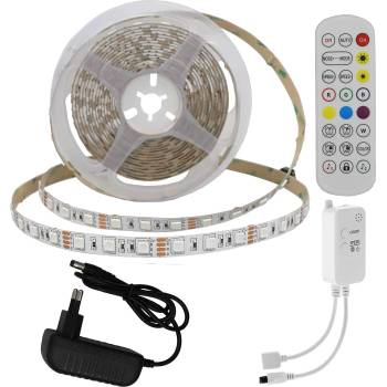 OPTONICA КОМПЛЕКТ led ЛЕНТА АДАПТЕР + bluetooth + ДИСТАНЦИОННО dc12v 5050 60 leds rgb ip20 ДЪЛЖИНА 5М (4329)