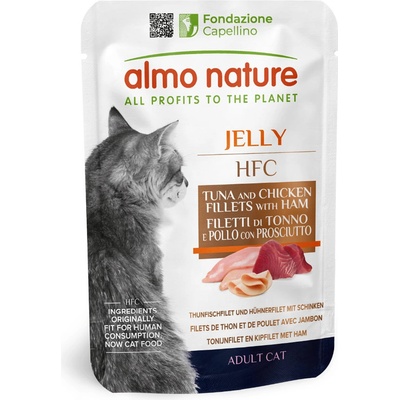 Almo Nature HFC Jelly tuňák kuřecí a šunka 24 x 55 g
