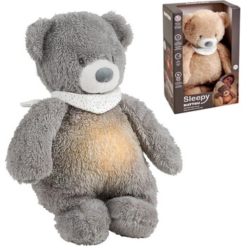 Nattou usínaček plyšový hudobný so svetielkom a senzorom plače 4v1 Sleepy Bear Grey